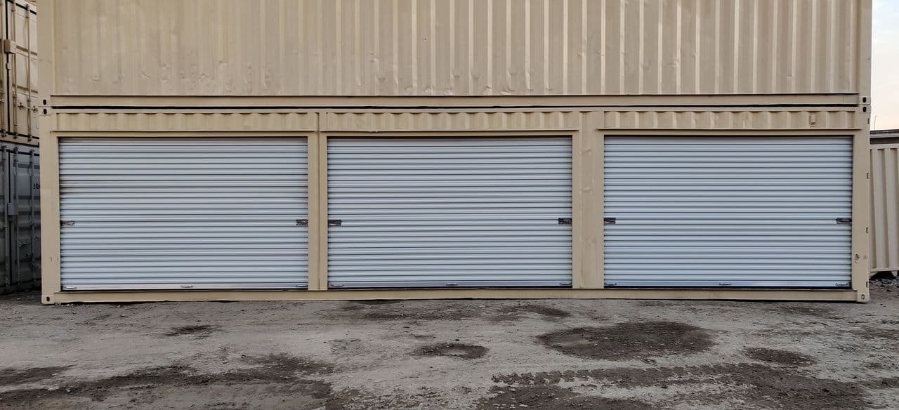 14ft Storage Container with 3 Roll-Up Doors