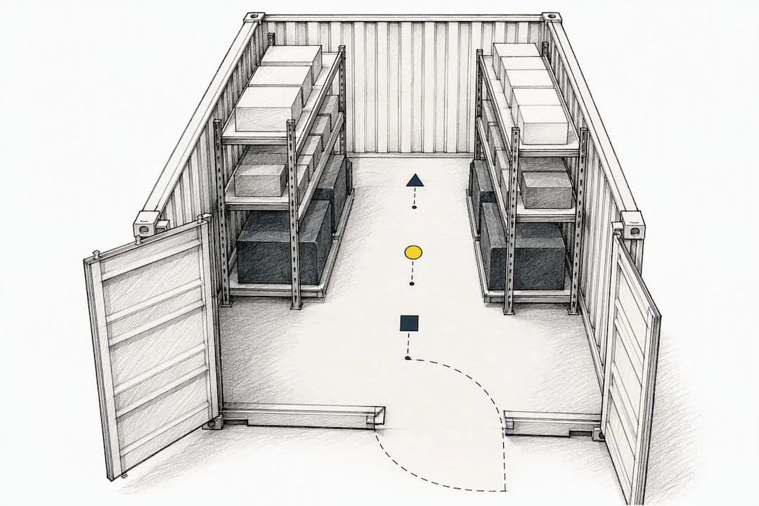 Container shelf aisle and load plan