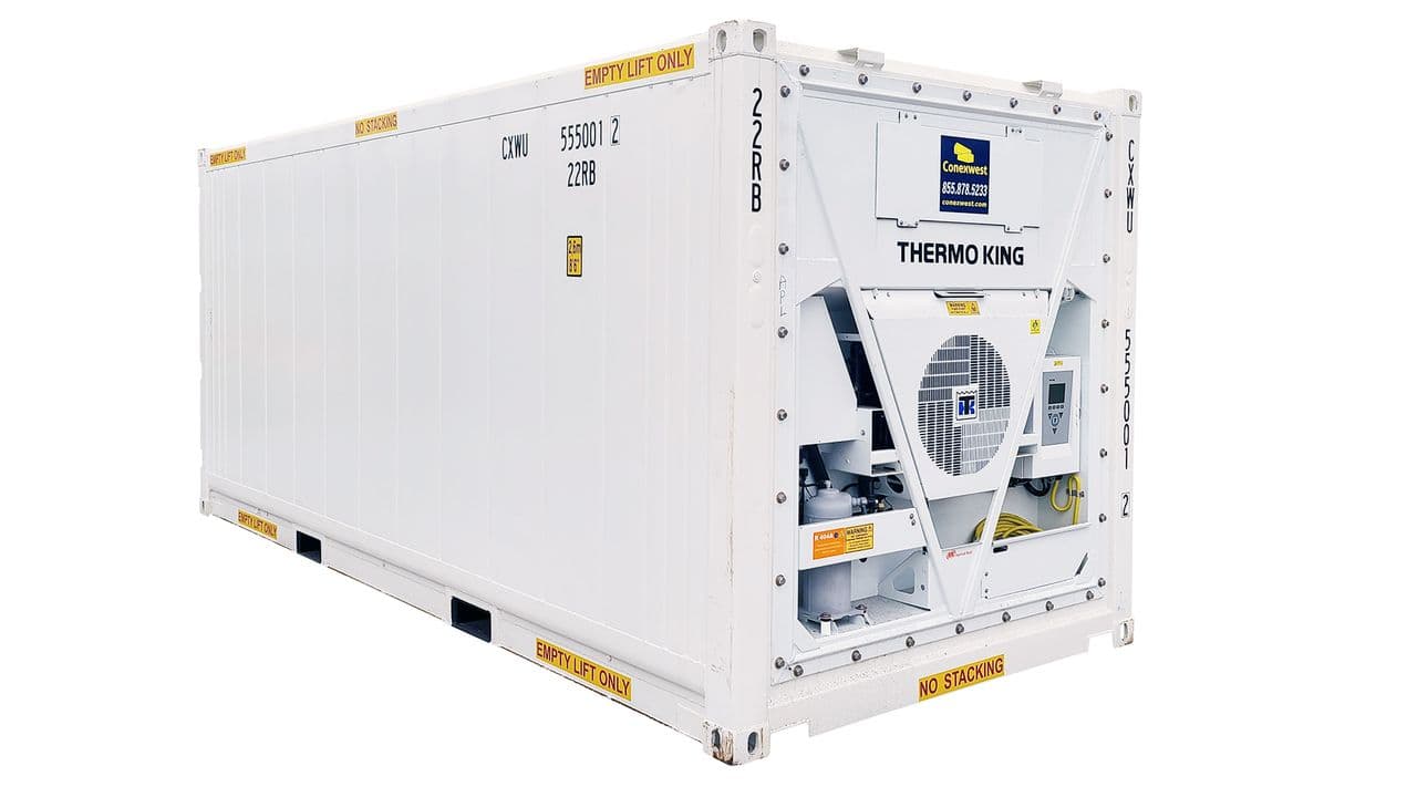 20ft Refrigerated Shipping Container with Wide Double Doors Side Alt 2