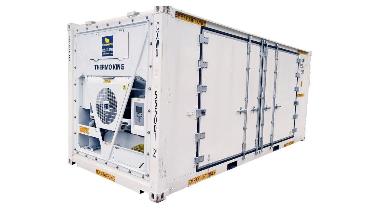 20ft Refrigerated Shipping Container with Wide Double Doors Side Alt