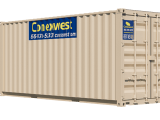 20ft storage container with cargo doors on both ends for rent