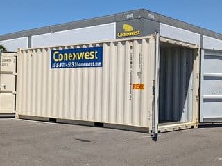 20ft storage container with cargo doors on both ends for rent