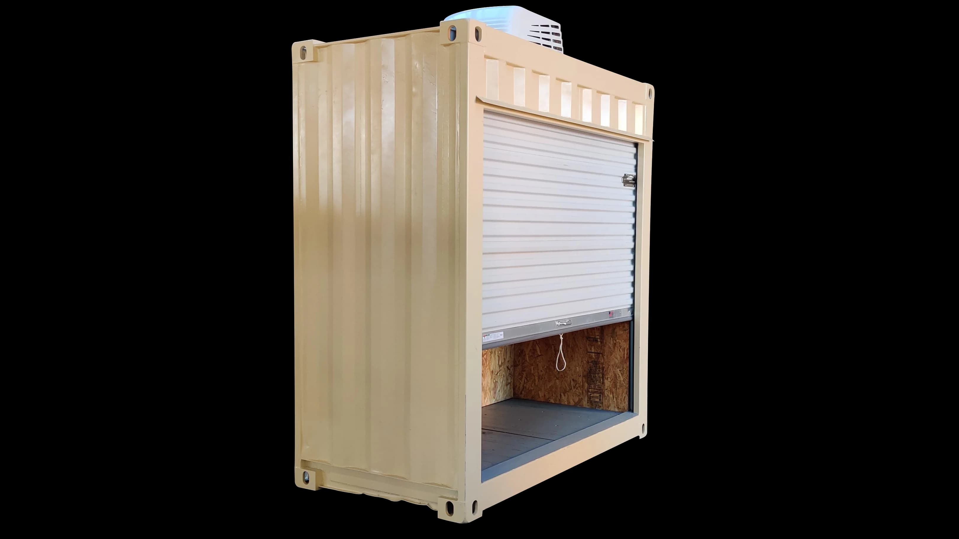 4ft refurbished standard beige container with roll-up door