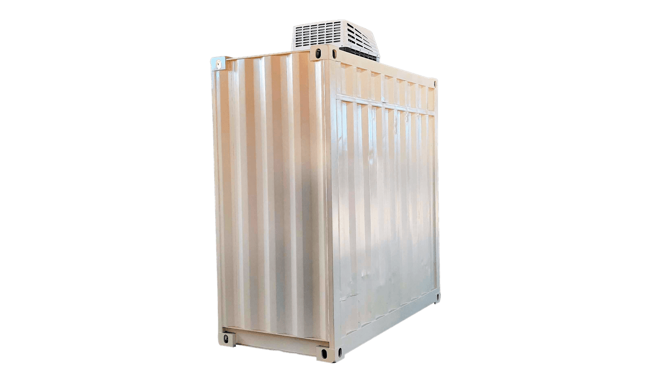 4ft refurbished standard beige container with roll-up door and ac