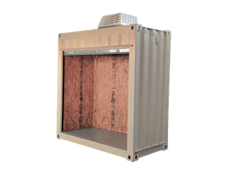 4ft refurbished standard beige container with roll-up door and ac