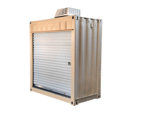 4ft refurbished standard beige container with roll-up door and ac