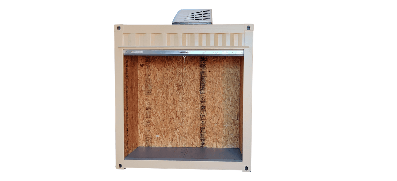 4ft refurbished standard beige container with roll-up door and ac