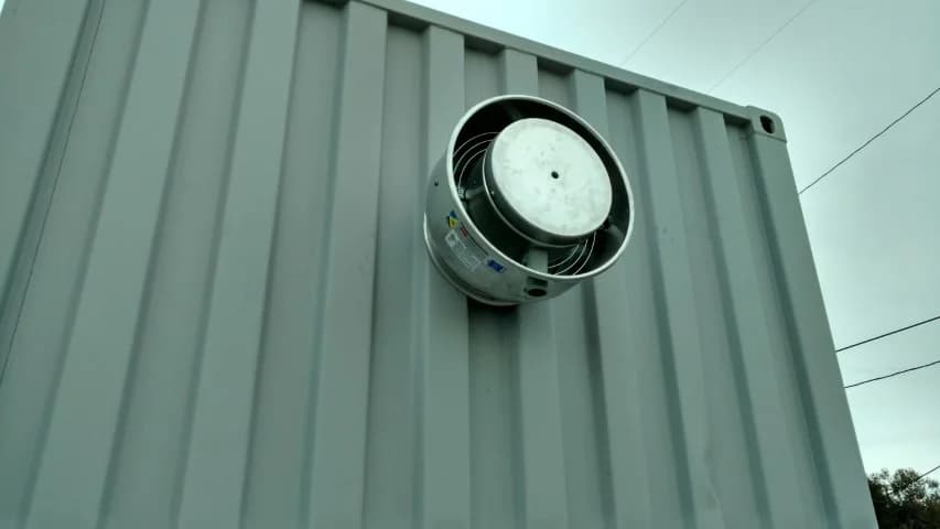 Power louvered vent for shipping containers for sale