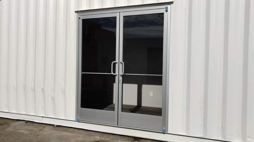 Store front doors on shipping containers for sale