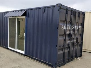 Vinyl logo on 6ft sliding door on shipping containers for sale
