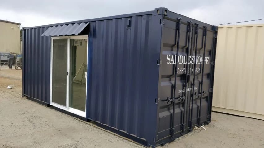 Vinyl logo on 6ft sliding door on shipping containers for sale