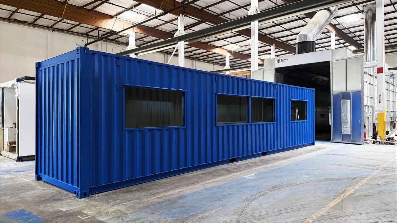 Blue pained container