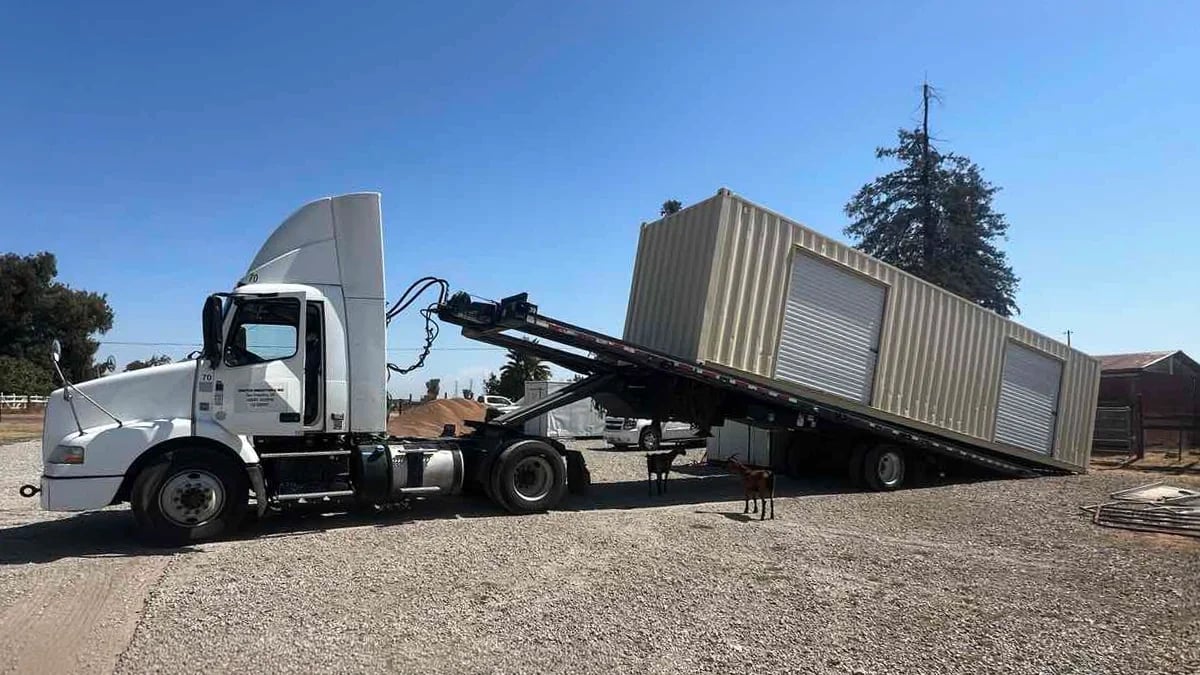 Container truck delivery