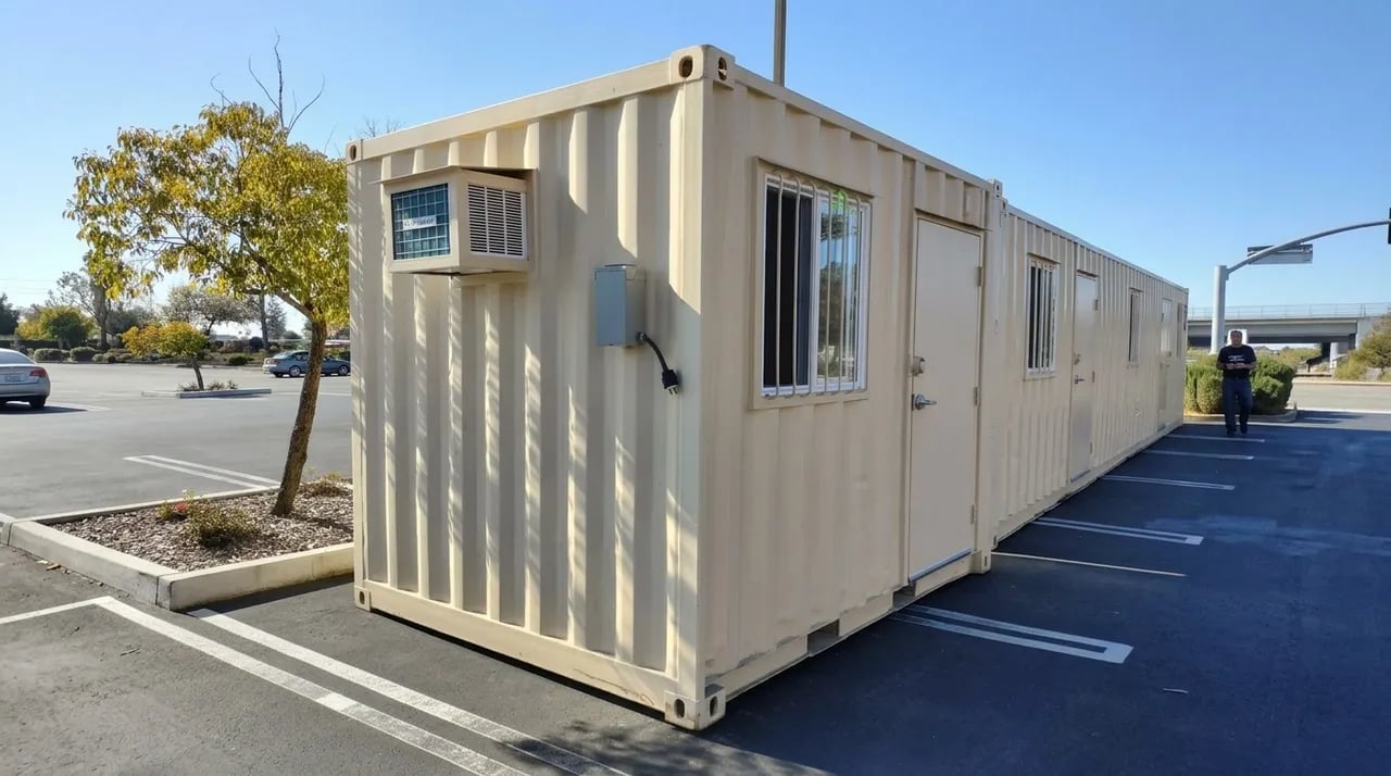Office containers placed outside
