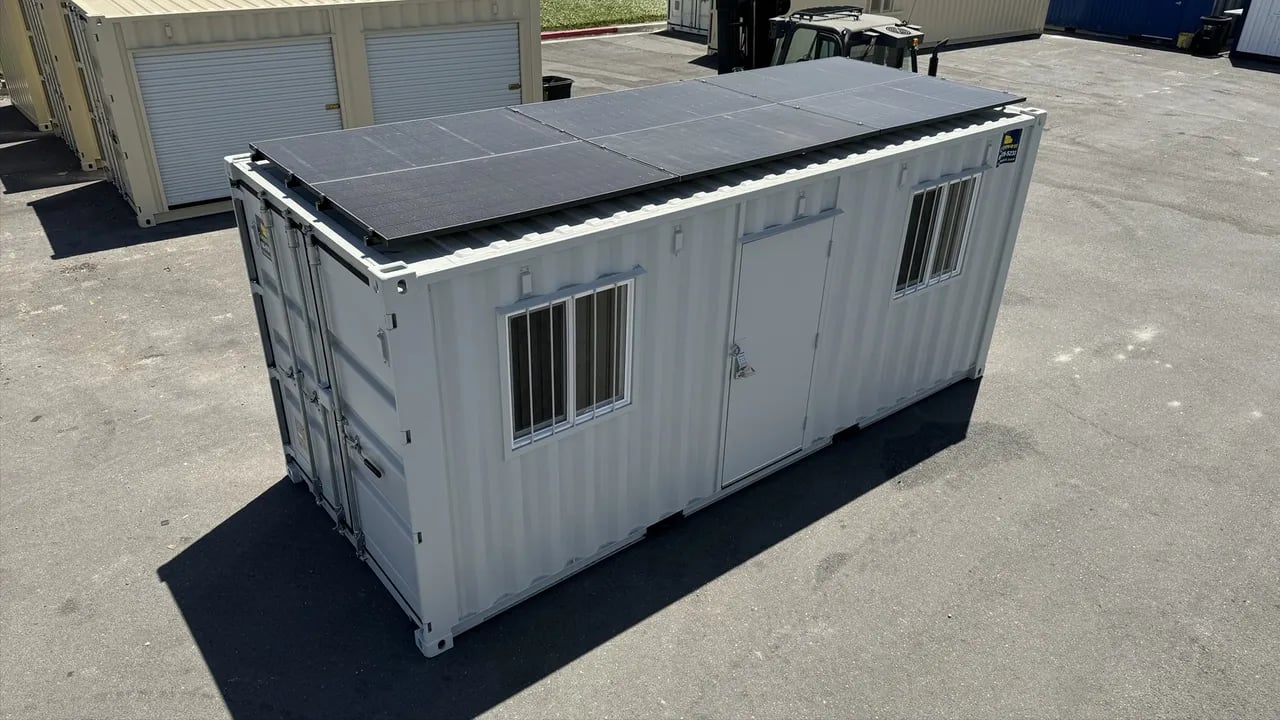 Solar panel container front view
