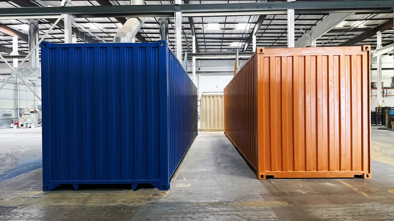 Two painted containers