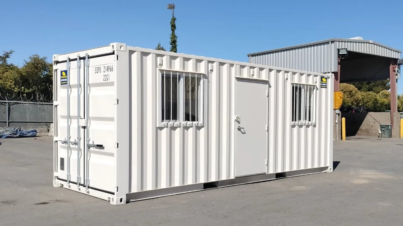 White office container placed outside