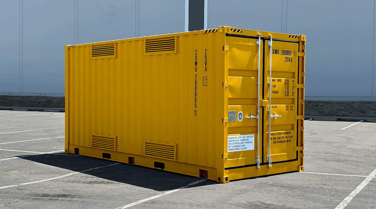 Yellow 20ft hazmat container