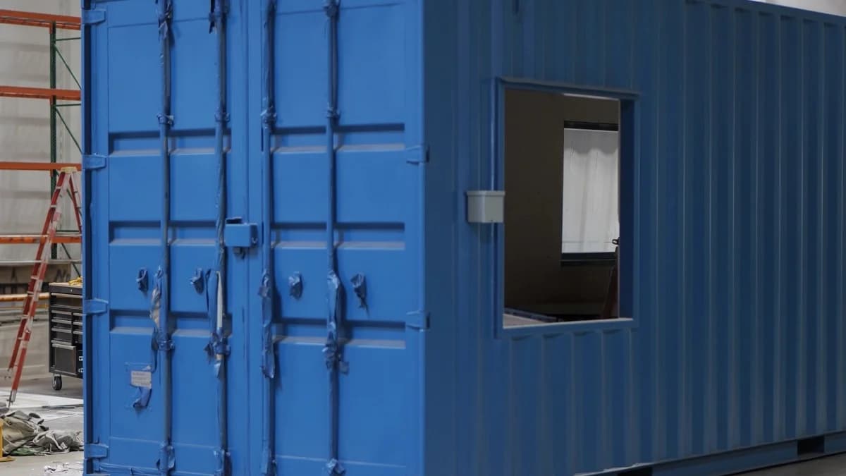 Blue modified shipping container