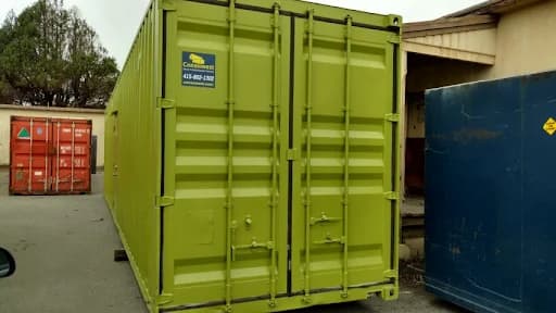 Green shipping container