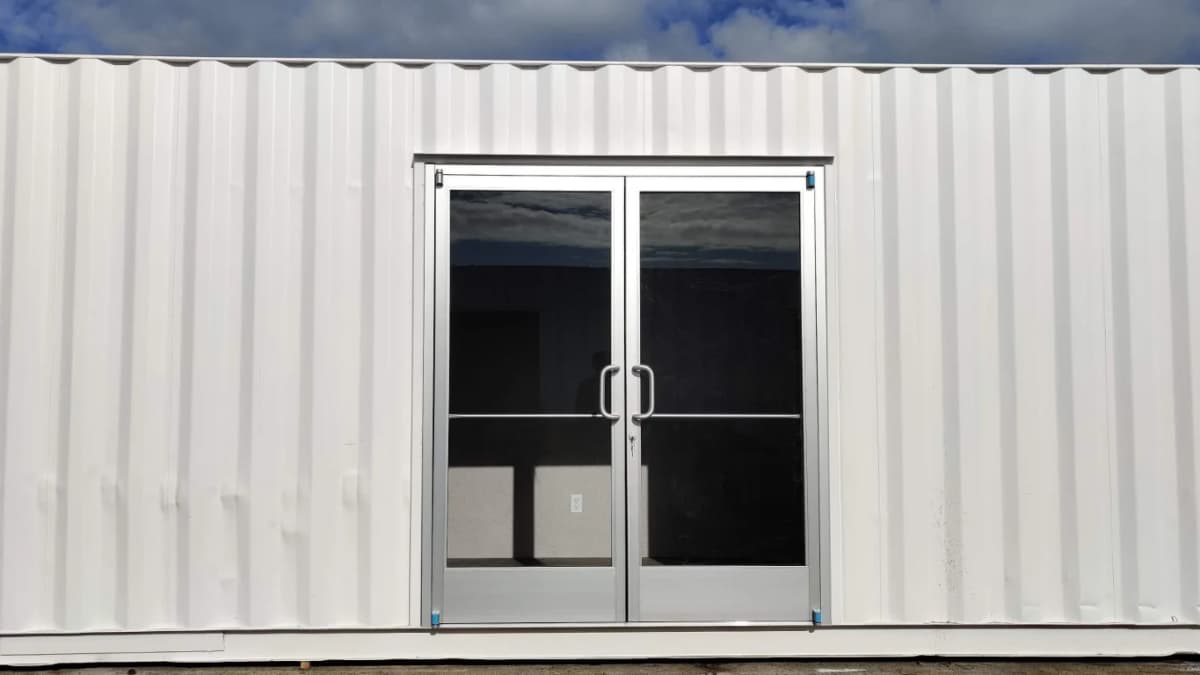 A storefront door
