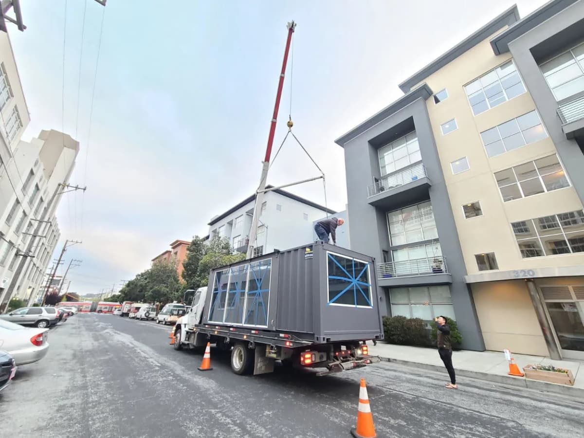 A container on its way to delivery