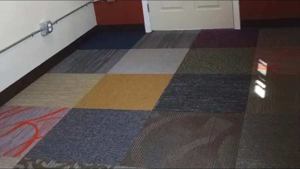 Carpet flooring on a shipping container home