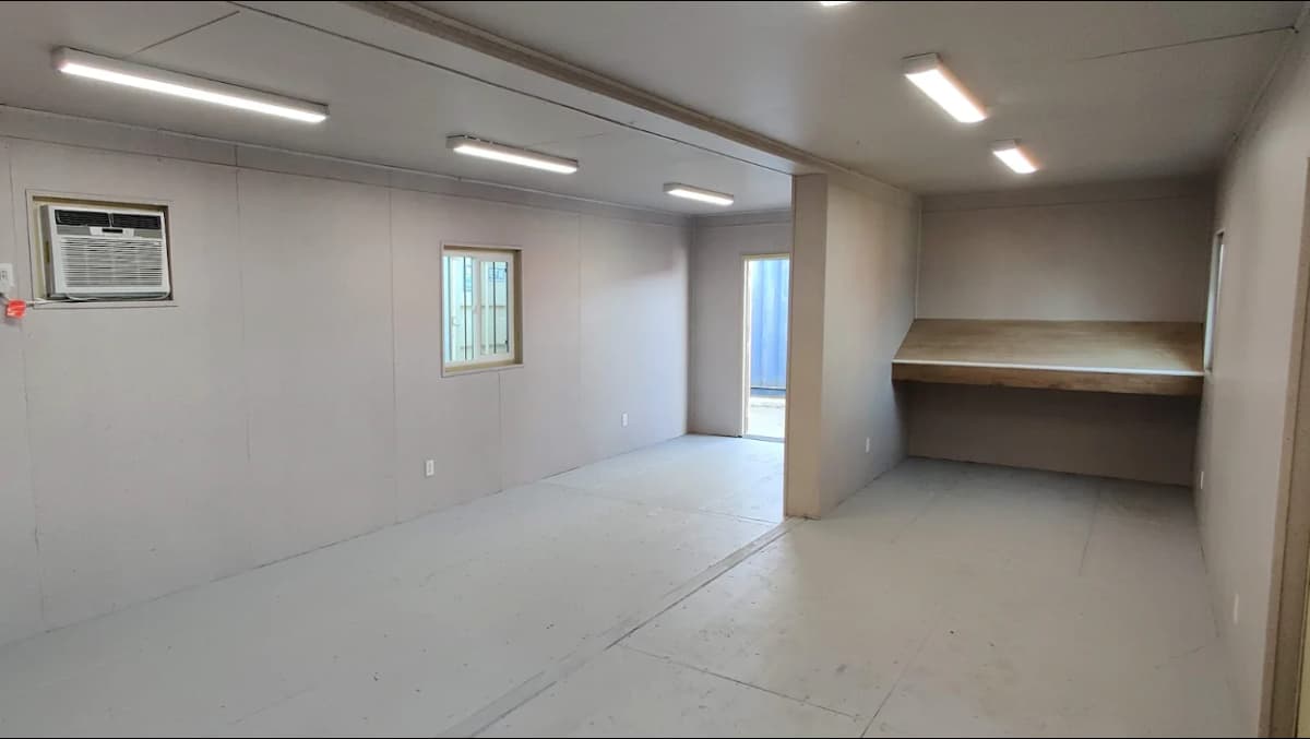 The interior of a modified container