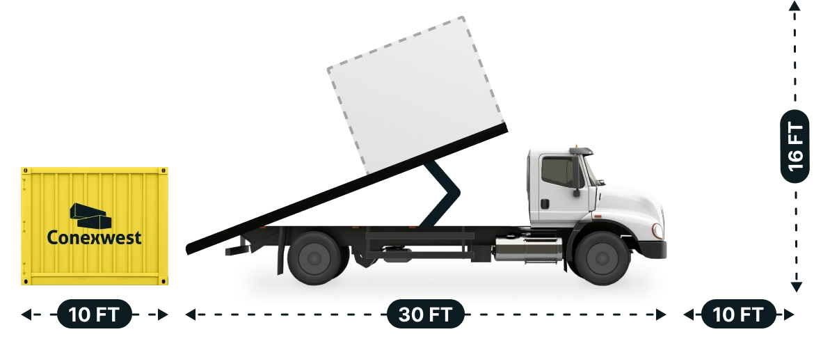 10ft Tilt Bed Shipping Container Delivery by Conexwest
