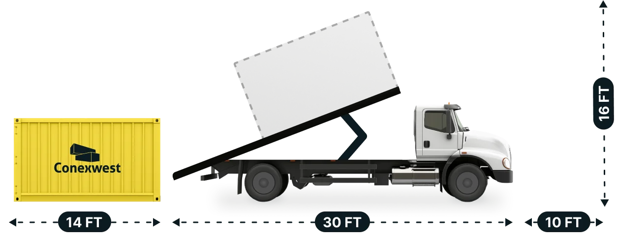 14ft Tilt Bed Shipping Container Delivery by Conexwest