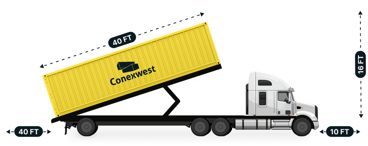 40ft Tilt Bed Shipping Container Delivery by Conexwest