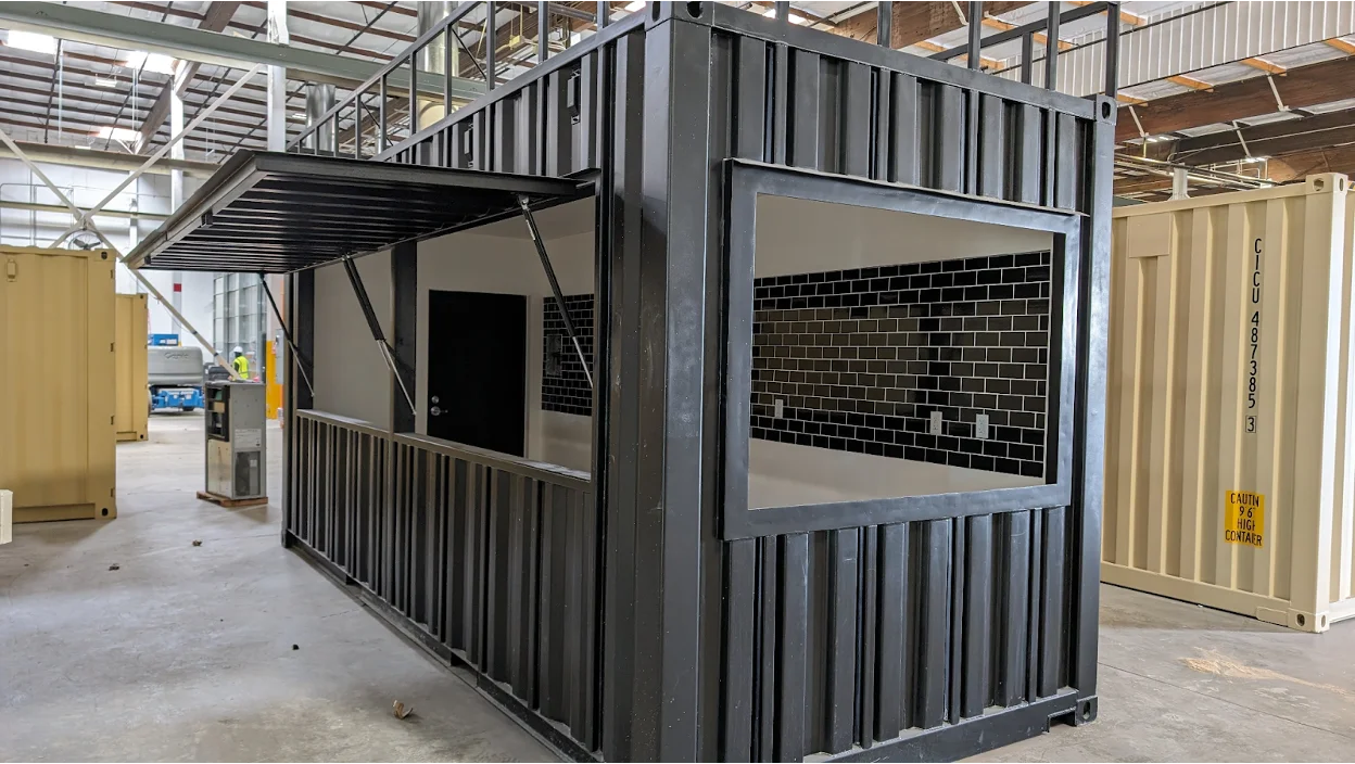 A shipping container business outlet.