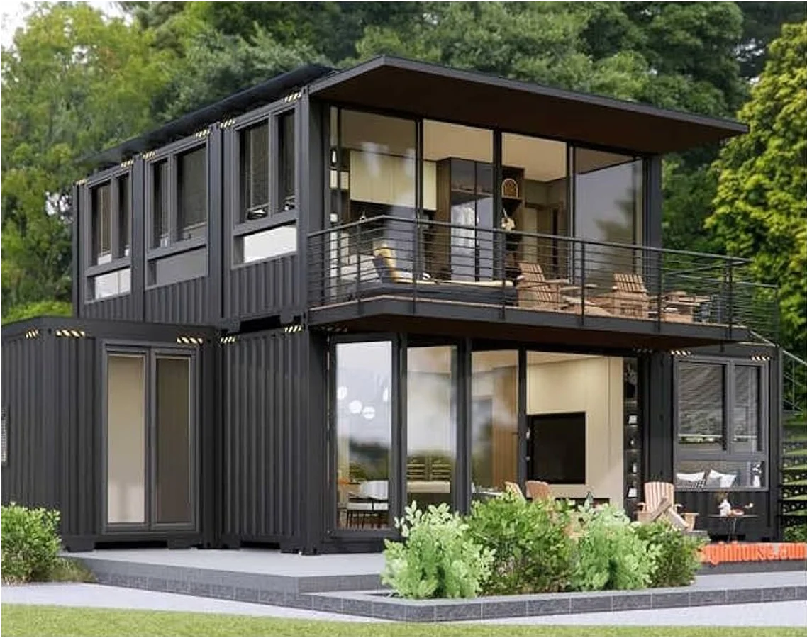 A two-story shipping container home