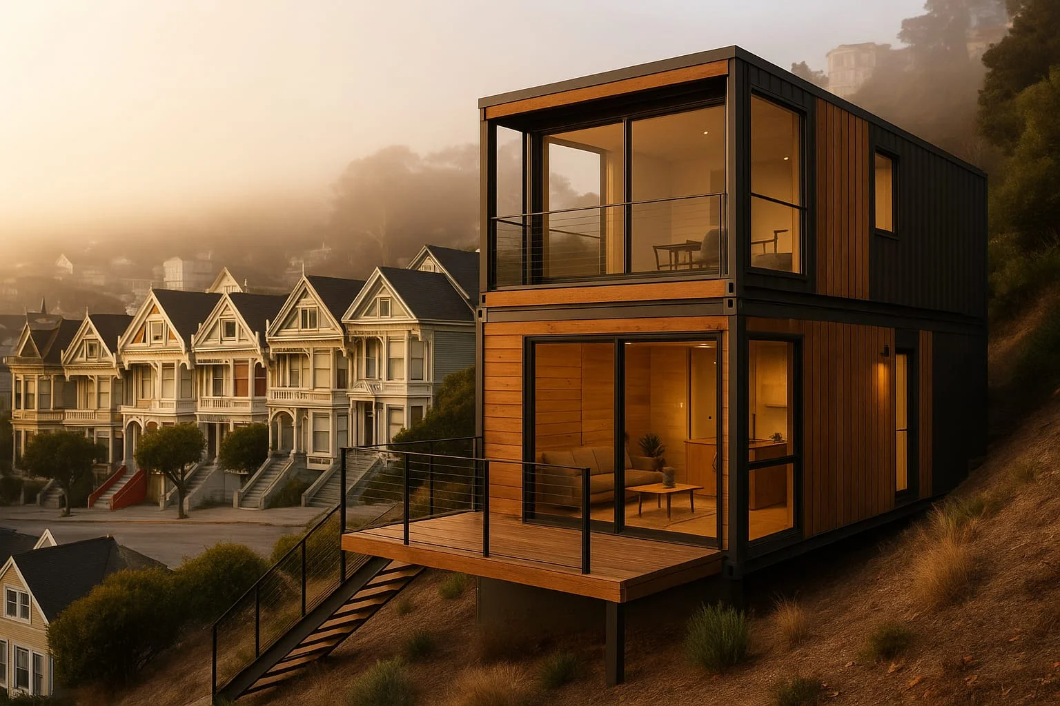 AI Generated Image of Shipping Container Home in San Francisco
