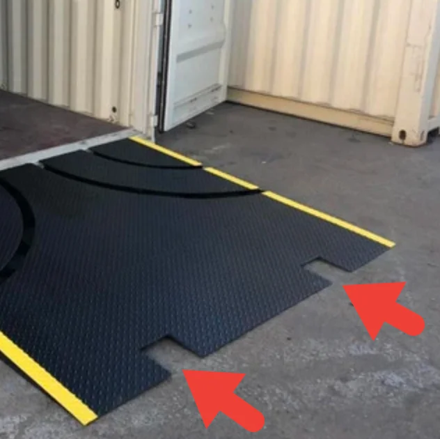 Built-in forklift pockets in the design allow a forklift to easily and safely pick up the ramp.