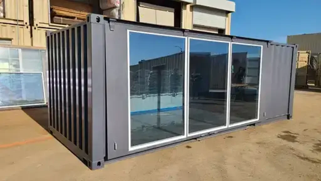 Conexwest glass door for a shipping container