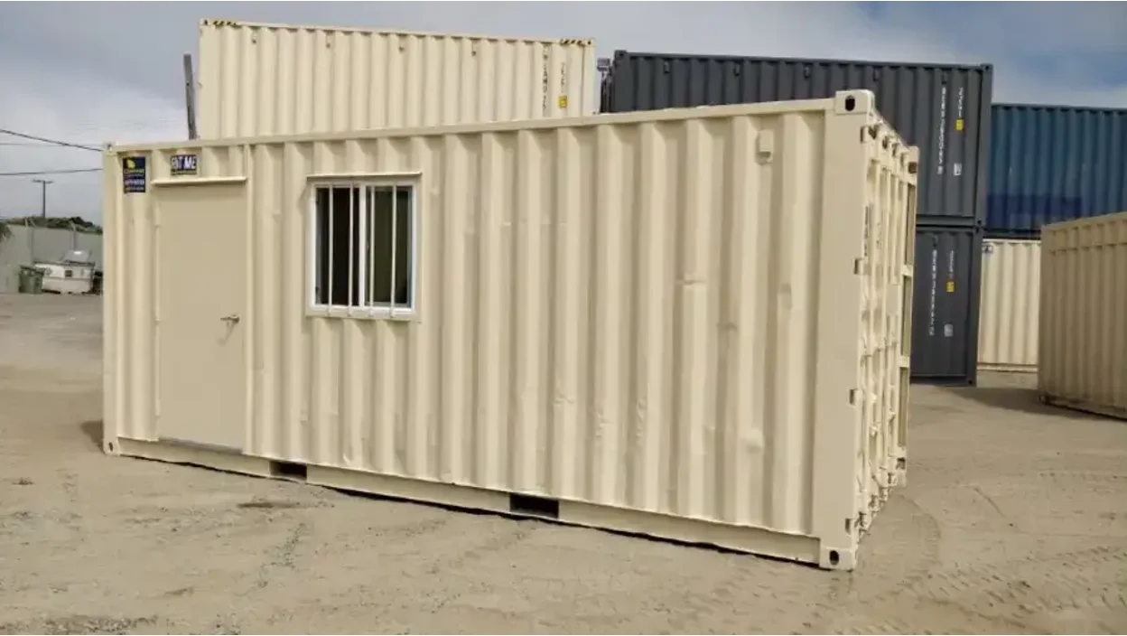 Conexwest rental 20ft ground level office and storage combo container