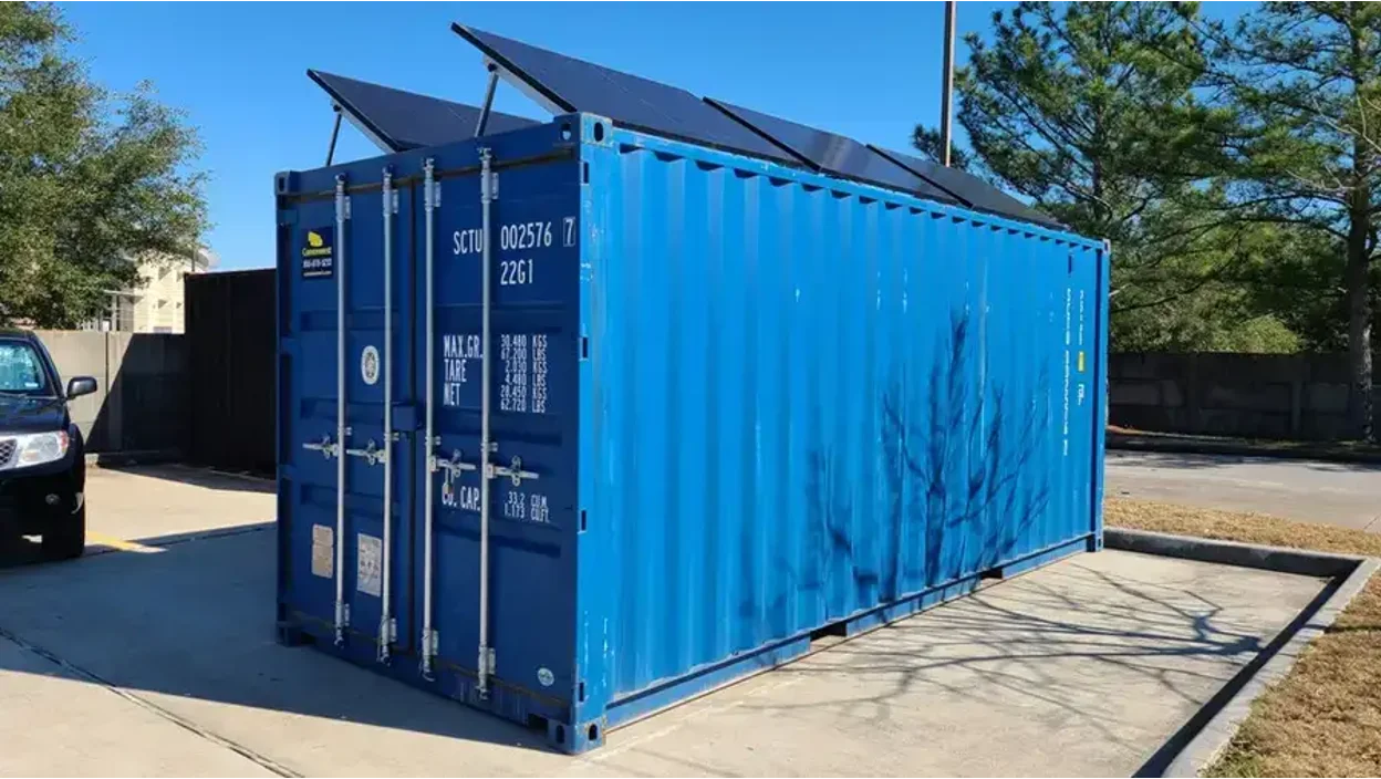 Conexwest solar panels for shipping containers.