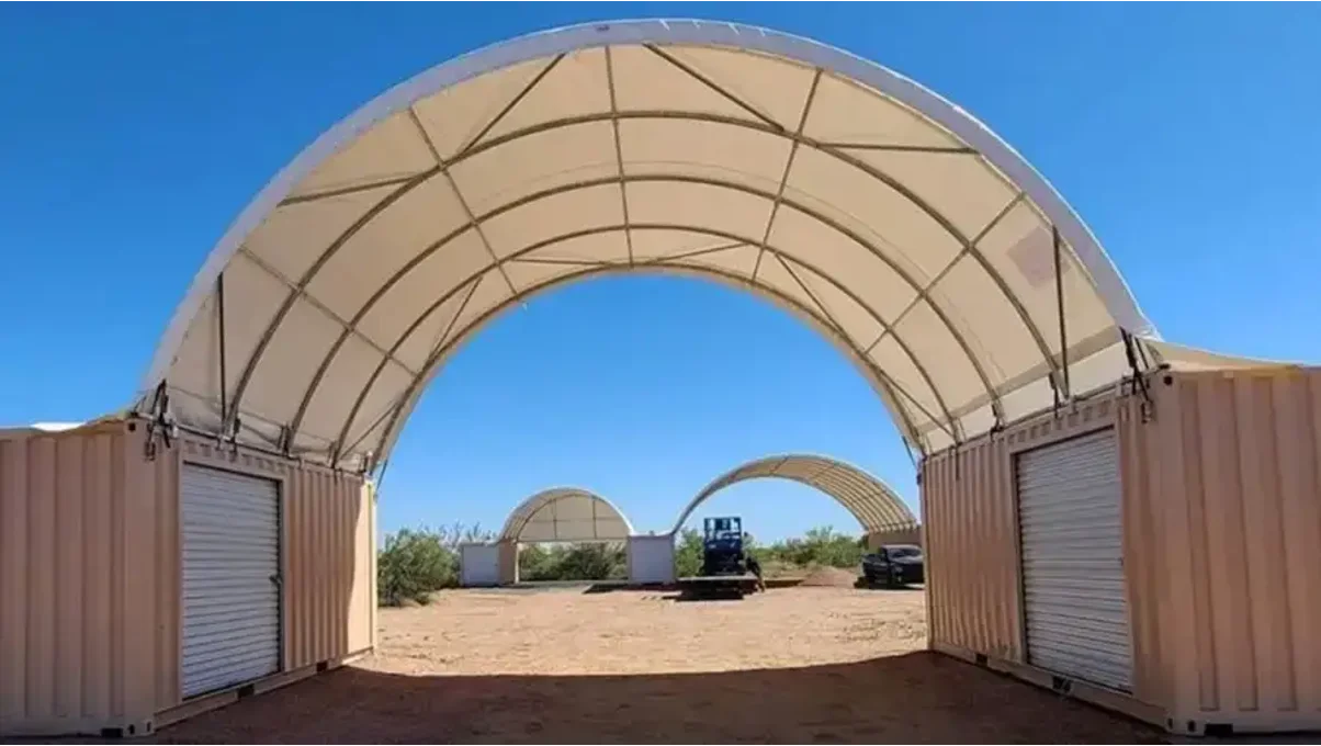 Container cover workshop building