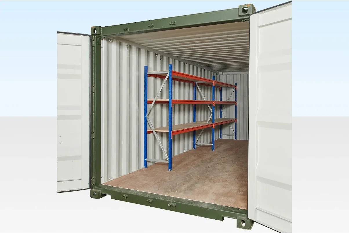 Image of shipping container with shelves