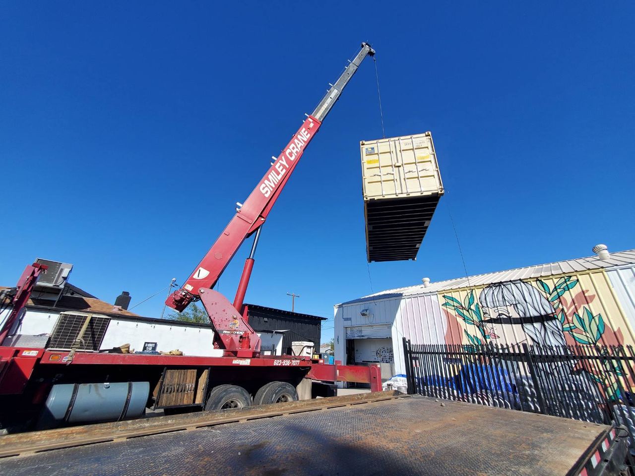 Shipping container crane delivery