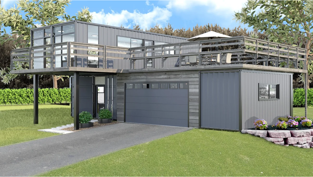 Shipping Container House with Carport