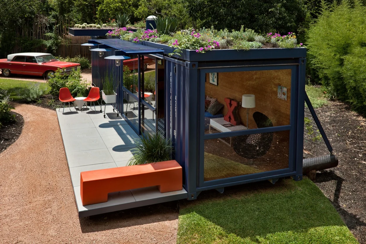 Showing an outdoor office container unit